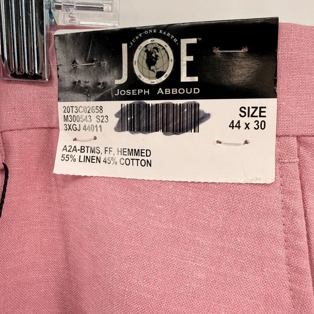 NEW Joseph Abboud Dress Pants Mens 44x30 Trousers Pink Linen Blend Slim Fit Flat - Picture 3 of 14